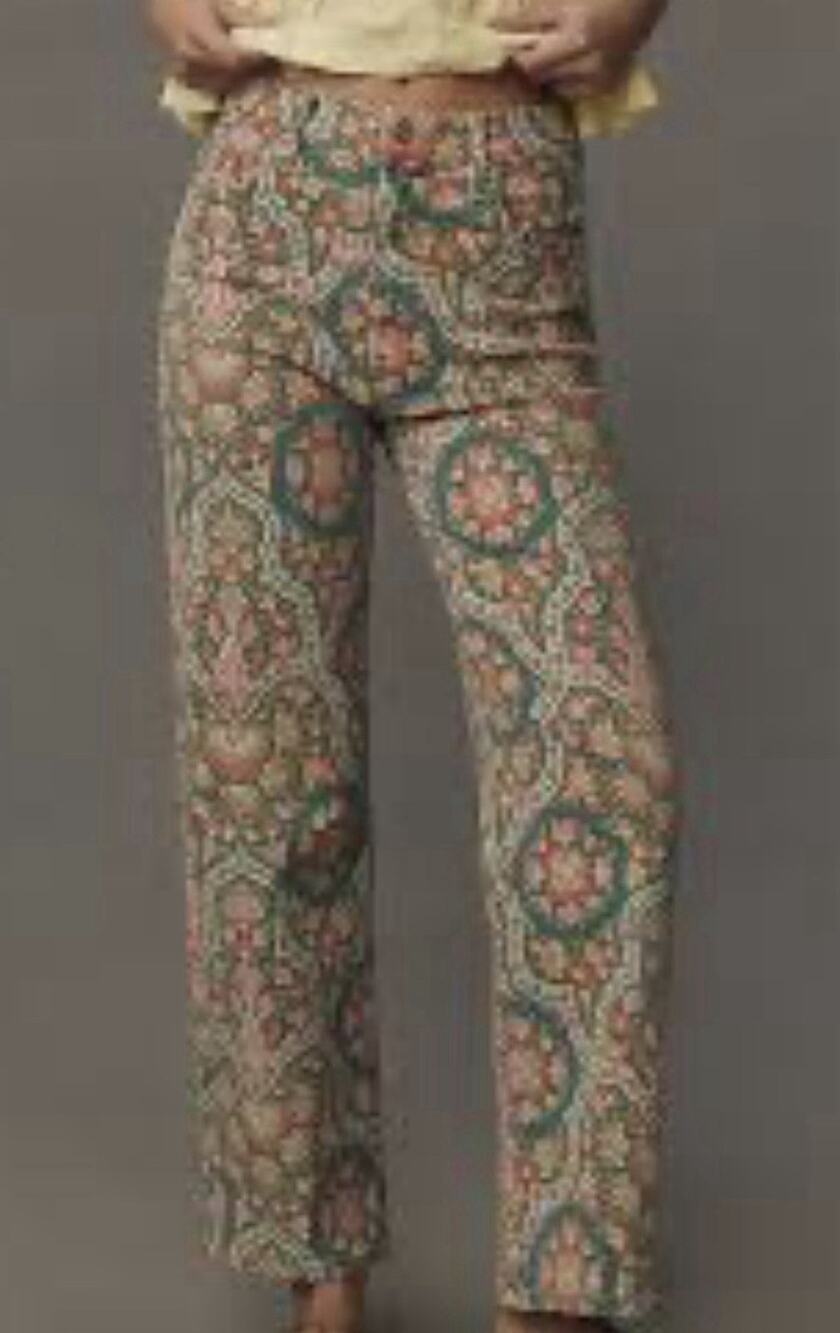 Mother The Rambler Zip Ankle Jeans Teal And Pink Floral Size 27